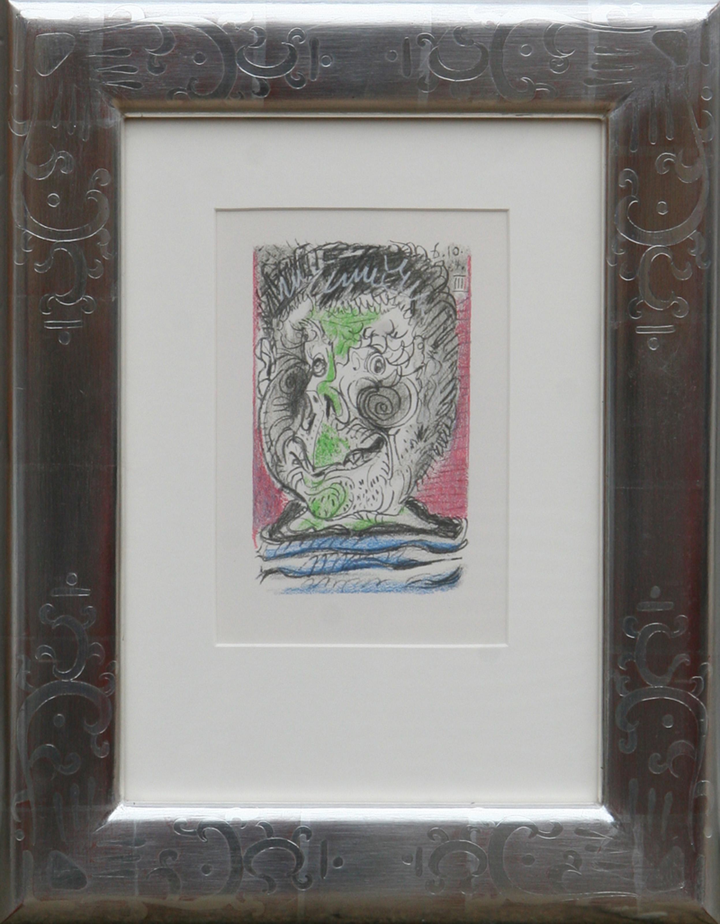 Pablo Picasso, d'après, espagnol (1881 - 1973) - Profil de "Le Gout du Bonheur". Année : 1964 (Imprimé en 1970), Médium : Lithographie sur Arches, Edition : 666, Taille de l'image : 6.5 x 4.25 pouces, Taille : 13 x 9.75 in. (33.02 x 24.77 cm),