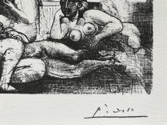 Quatre femmes nues et tête sculptée (Suite Vollard Planche LXXXII)