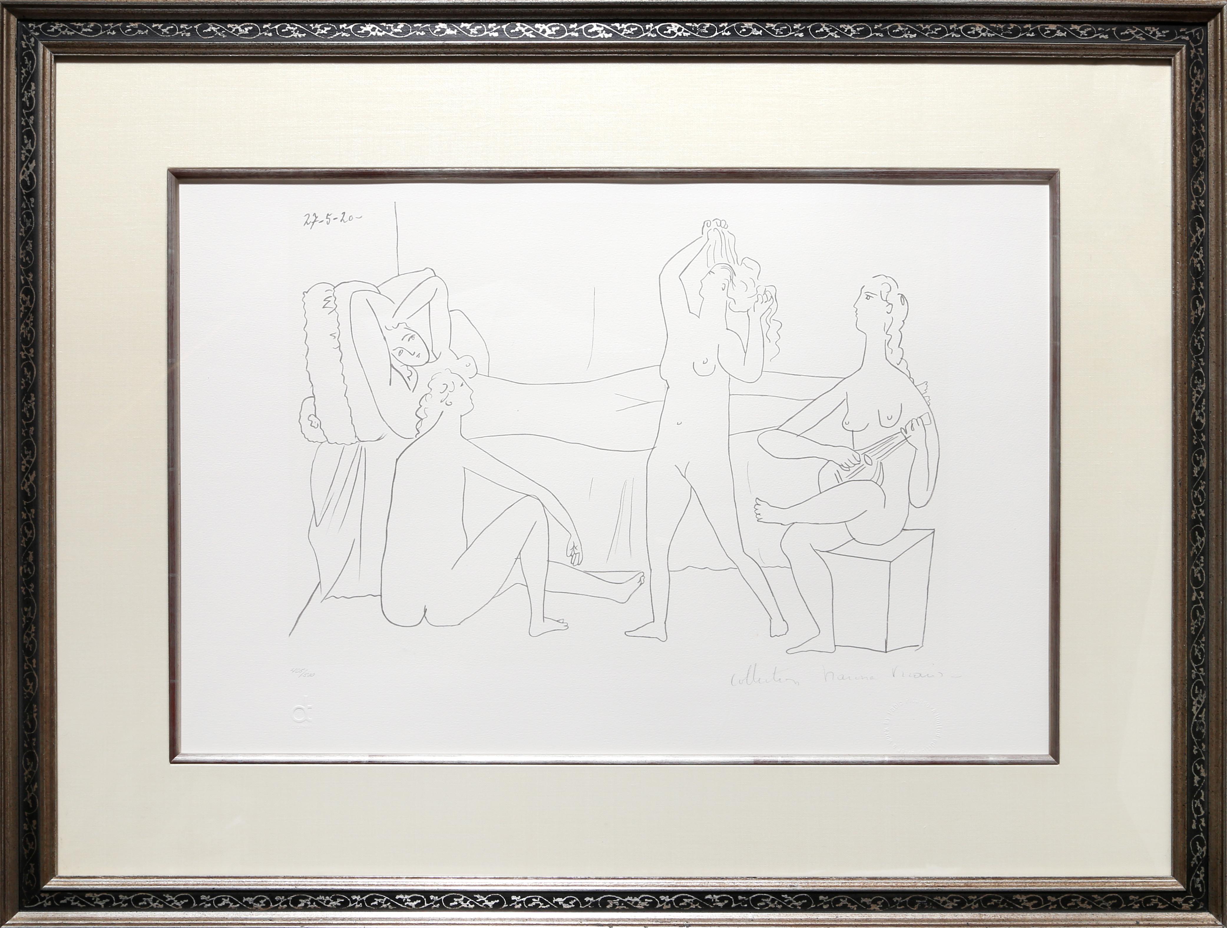 Nude Print Pablo Picasso - Quatre Nus au Harem, lithographie cubiste de Pablo Picassso