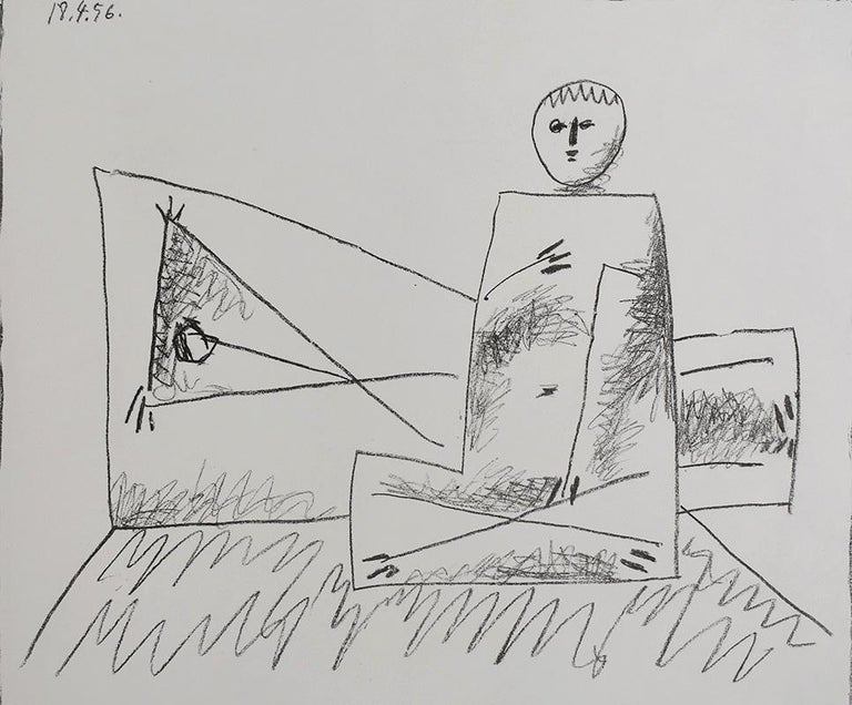 Pablo Man Pablo Picasso - Reclining Man and Crouching Woman For Sale at 1stDibs