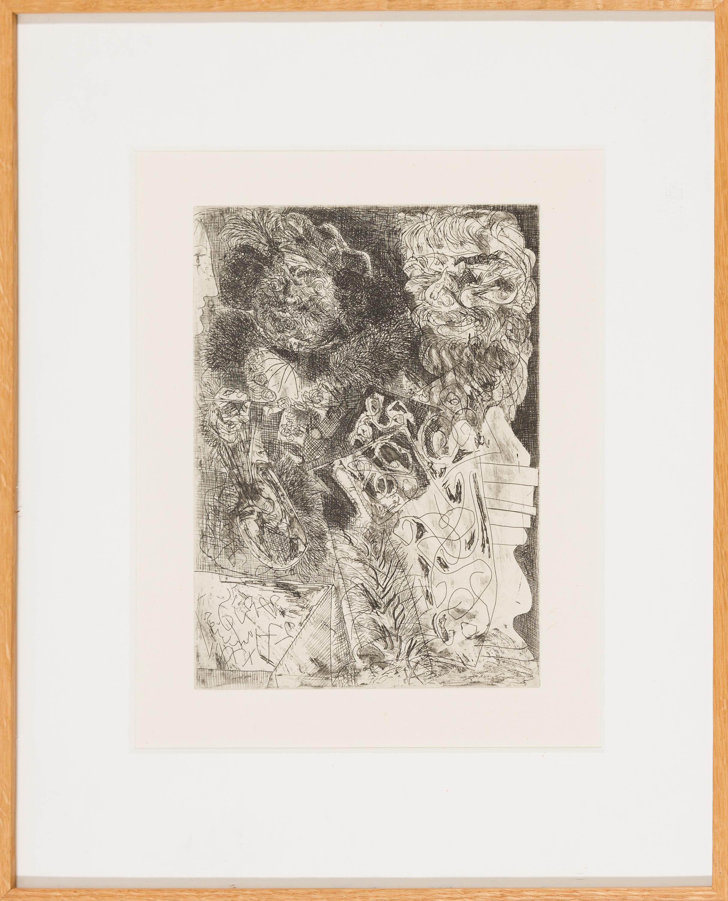 REMBRANDT à la Palette - Print de Pablo Picasso