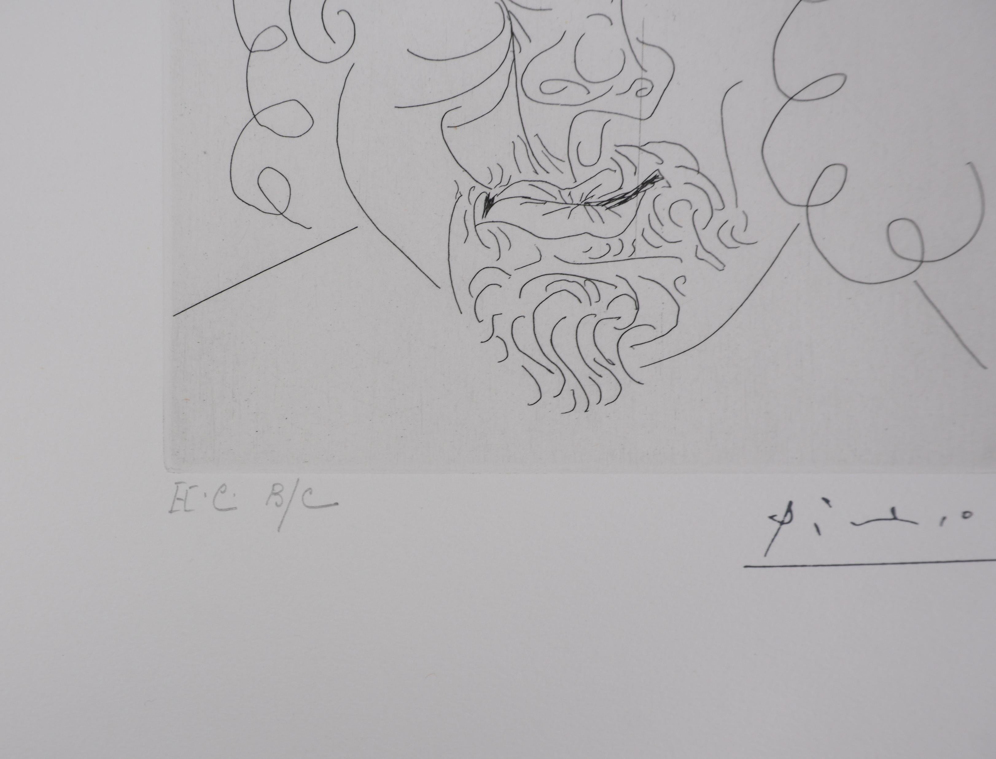 Rembrandt avec un chapeau mou - Gravure originale, signée (Baer #1950B) en vente 1