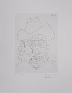 Rembrandt avec un chapeau mou - Gravure originale, signée (Baer #1950B)