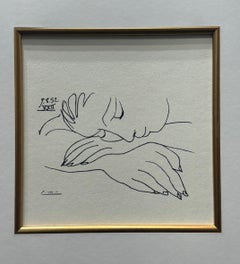 Pablo Picasso - Resting Female- lithograph by Pablo Picasso plate signed mid century Resting Female- lithograph by Pablo Picasso plate signed mid century