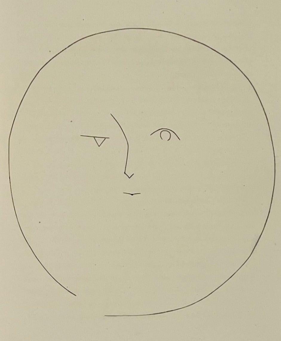 Pablo Picasso Portrait Print - Round Head of a Man with Mismatched Eyes (Plate XVI), from Carmen