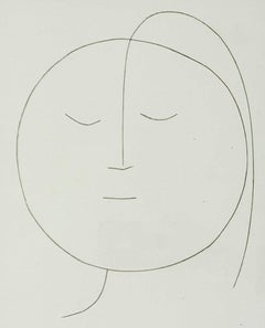 Vintage Round Head of a Woman with Hair (Plate XVIII), from Carmen