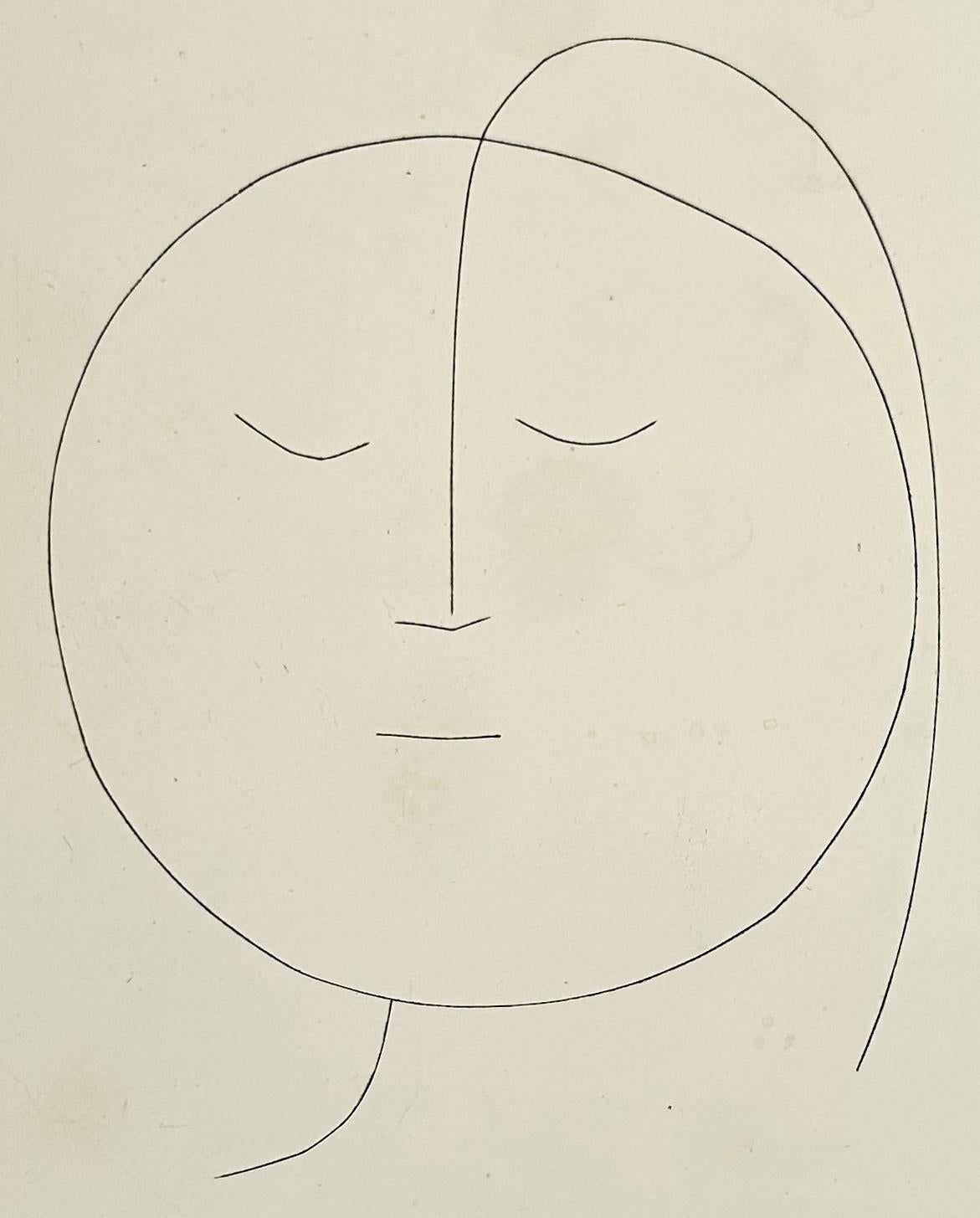 Tête ronde d'une femme avec des cheveux (plaque XVIII), de Carmen