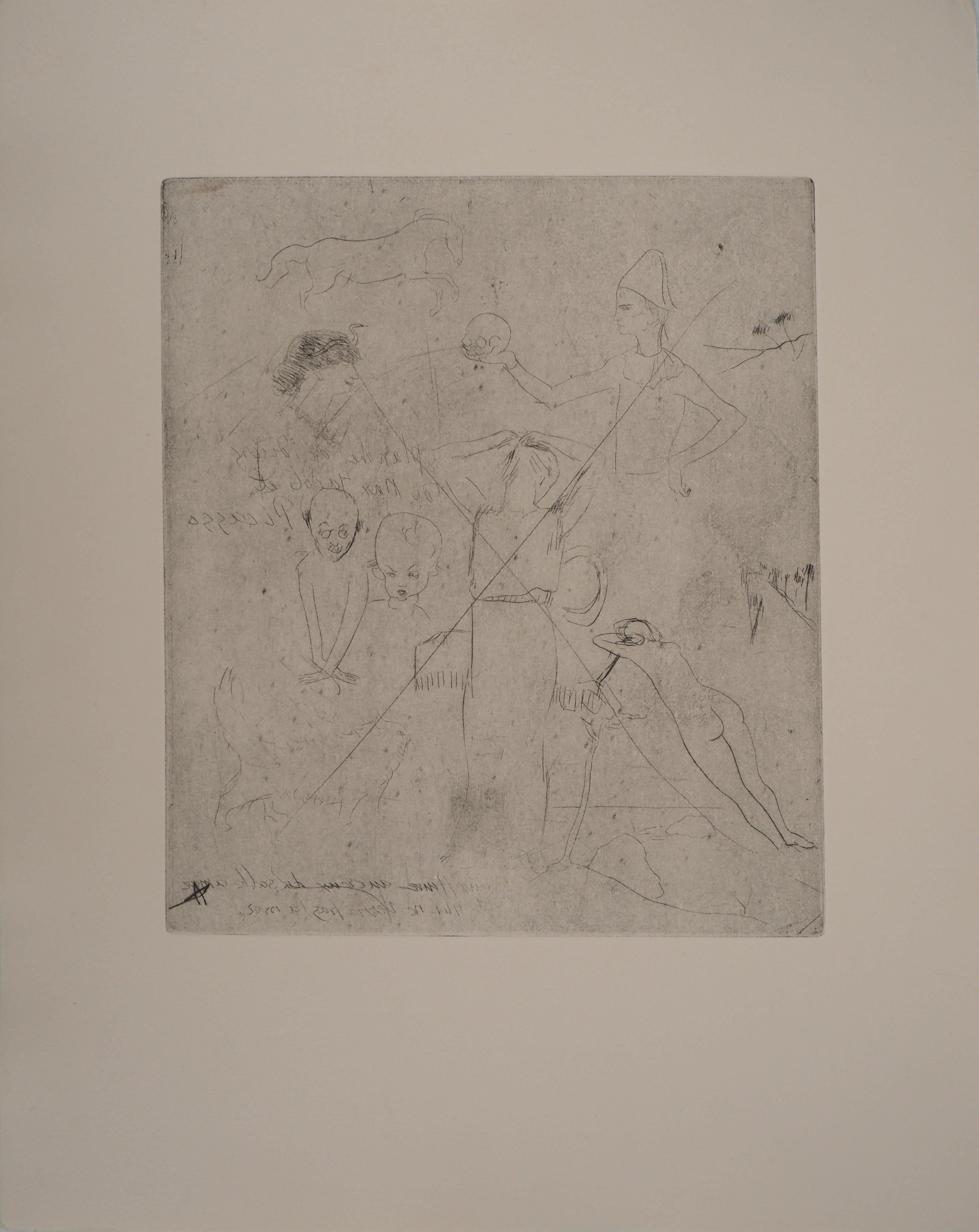 Saltimbanques: Zeichnungen von Picasso und Max Jacob – Originalradierung (Baer #8c) – Print von Pablo Picasso