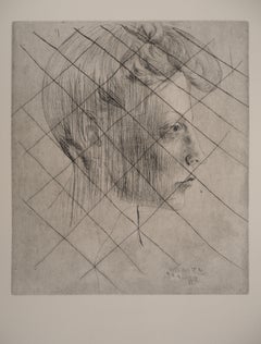 Saltimbanques : Head of a Woman - Original etching (Bloch #6 / Baer #7c)