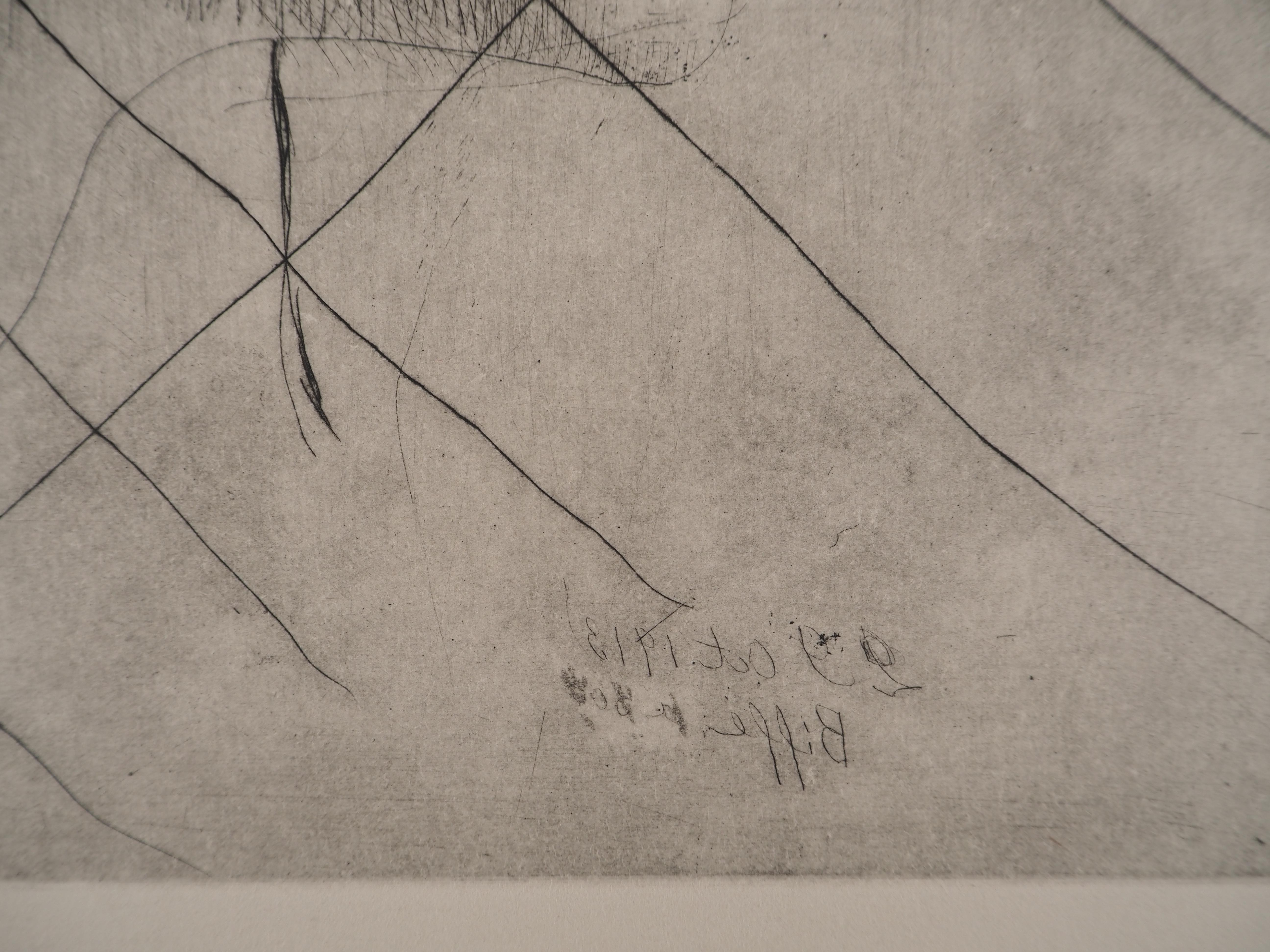 Saltimbanques : Head of a Woman - Original etching (Bloch #6 / Baer #7c) 1