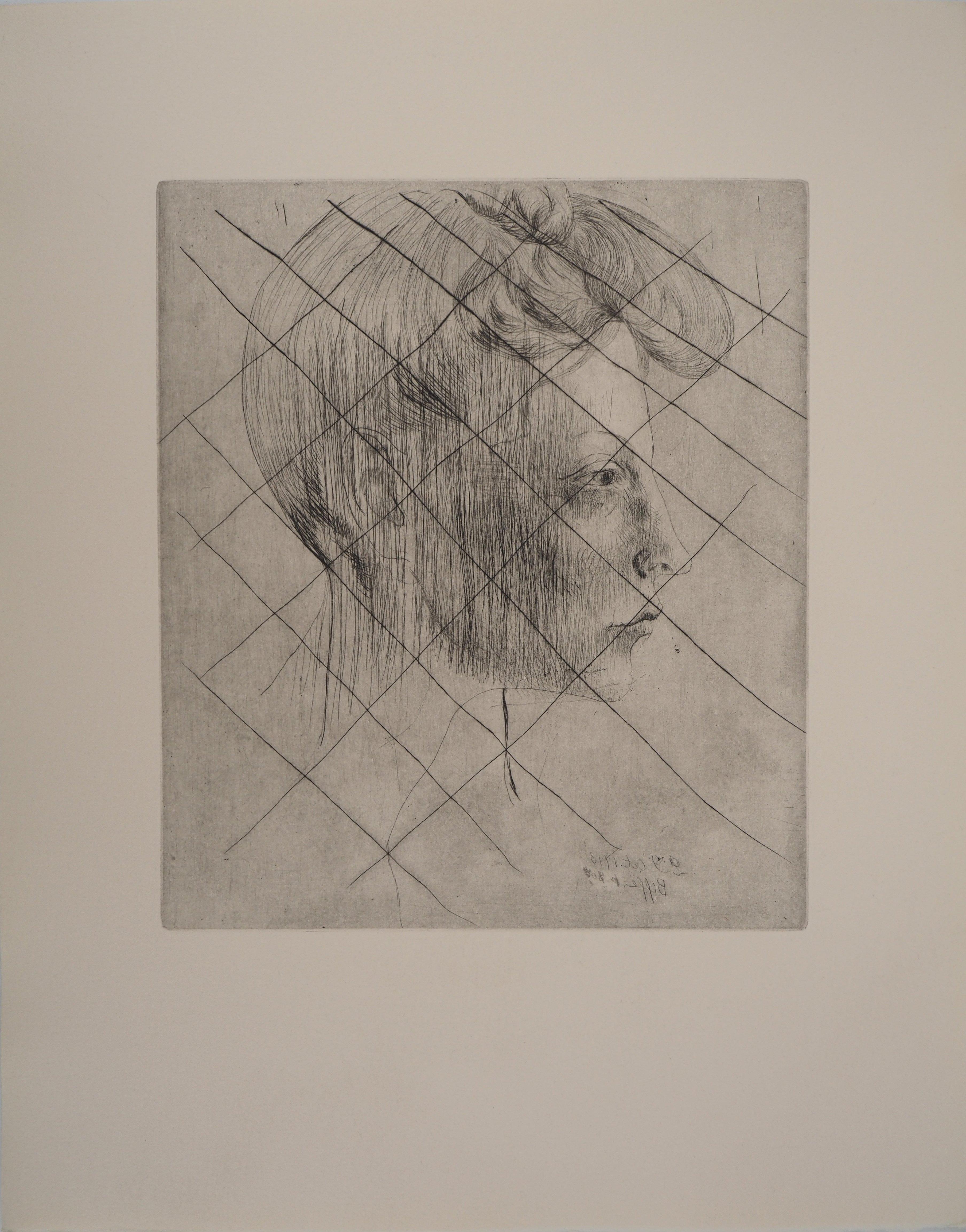 Pablo Picasso Figurative Print - Saltimbanques : Head of a Woman - Original etching (Bloch #6 / Baer #7c)