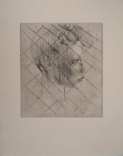 Saltimbanques : Head of a Woman - Original etching (Bloch #6 / Baer #7c)