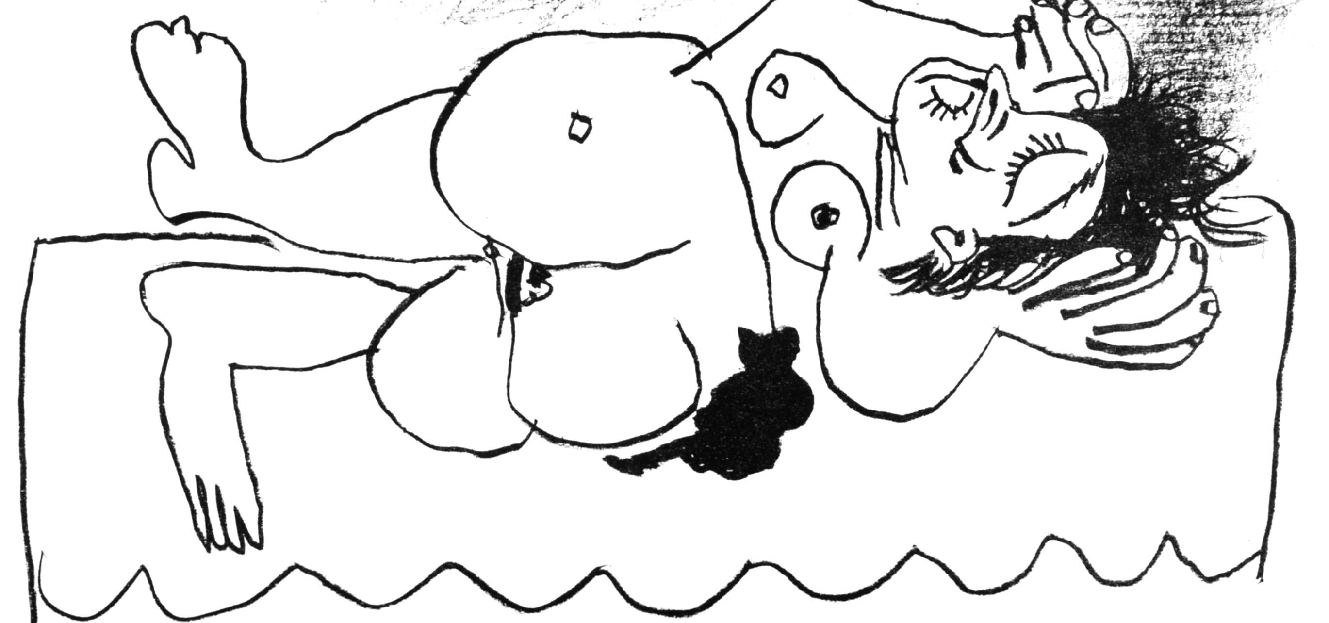 Poême pour Georges Braque (Cramer 124; Mourlot 401), Derrière le miroir - Print by Pablo Picasso