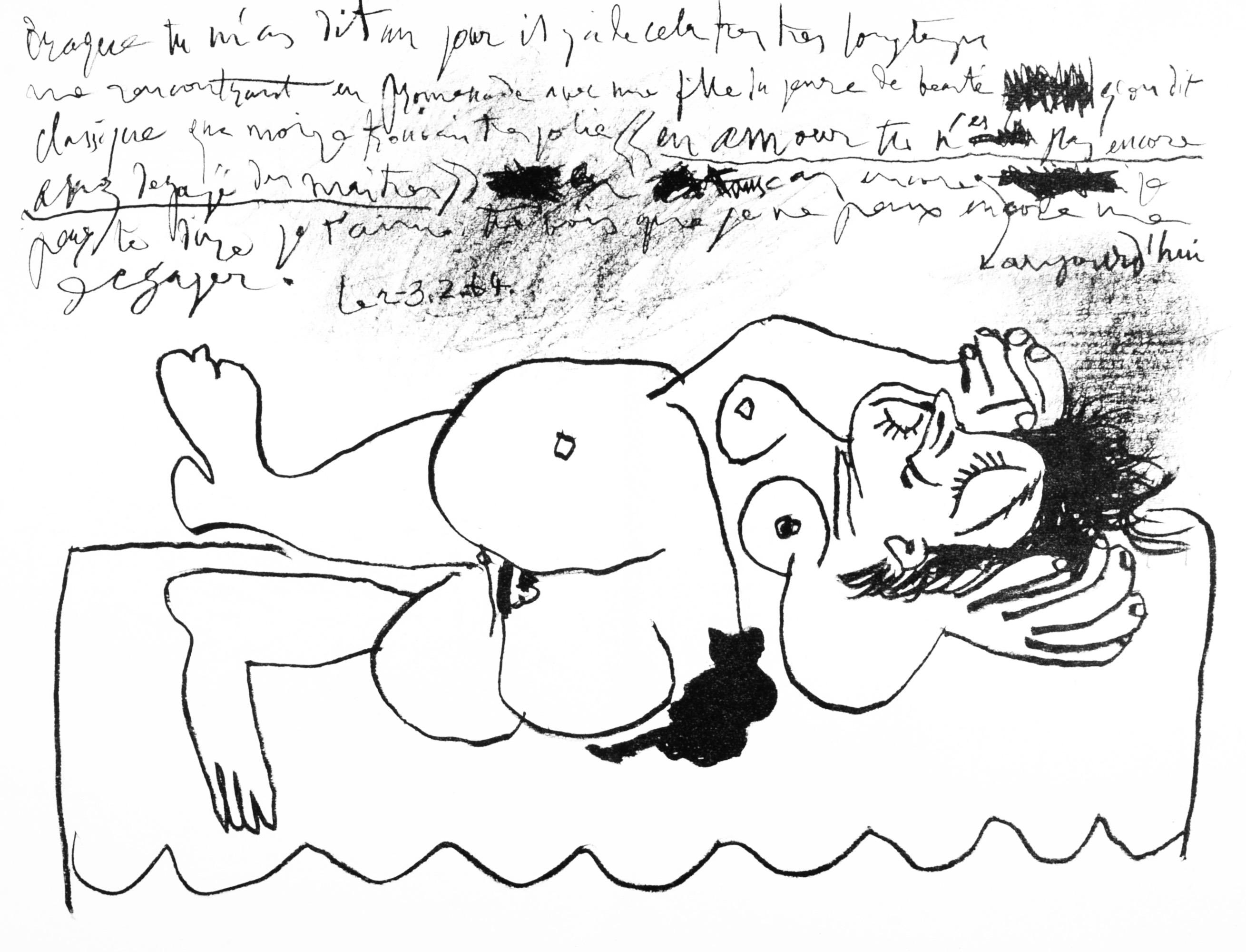 Pablo Picasso Abstract Print - Poême pour Georges Braque (Cramer 124; Mourlot 401), Derrière le miroir
