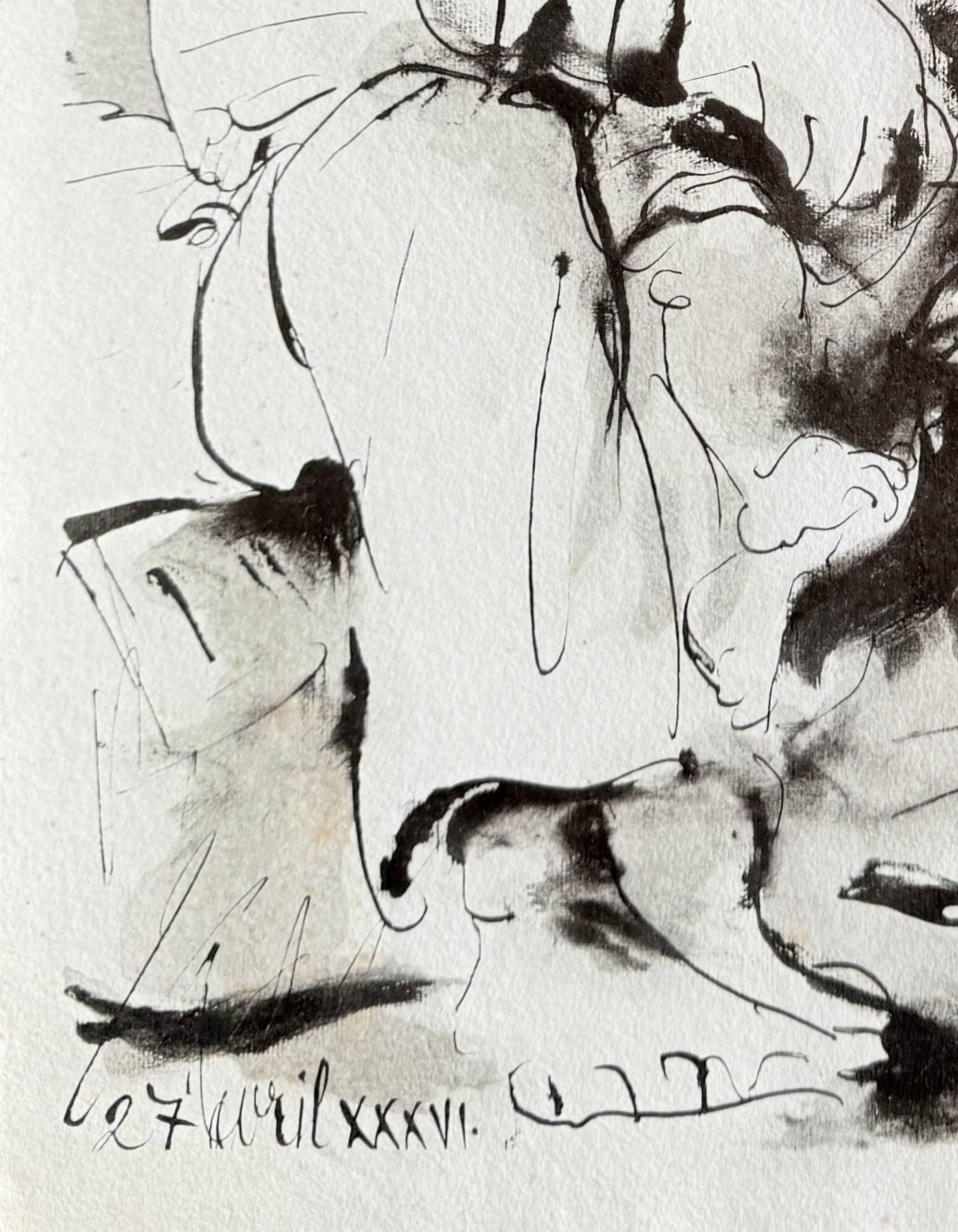 Scene de familie - Gray Print by Pablo Picasso