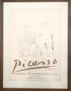 "Affiche lithographique de l'exposition de l'École de Paris '75 avec sceau surélevé"