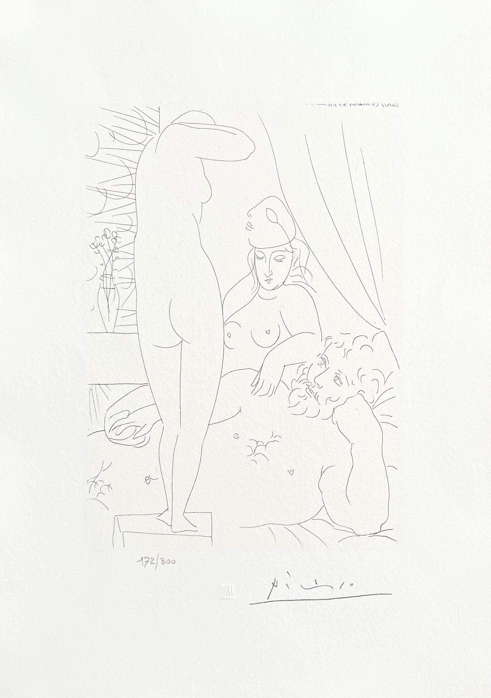 Picasso, Sculpteur au Repos avec Modèle démasqué et sa Représentation (nach) – Print von Pablo Picasso