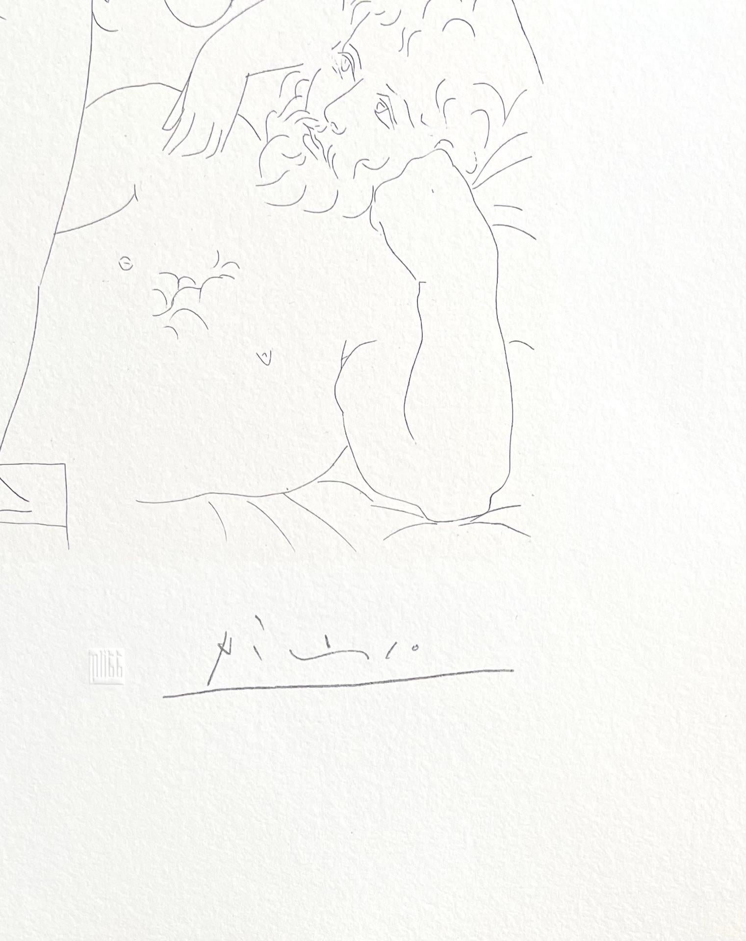 Picasso, Sculpteur au Repos avec Modèle démasqué et sa Représentation (nach) (Kubismus), Print, von Pablo Picasso