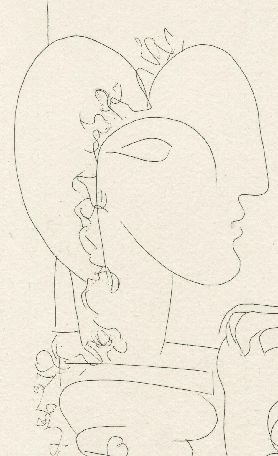 Sculpteur avec Coupe et Modele accroupi - Print by Pablo Picasso