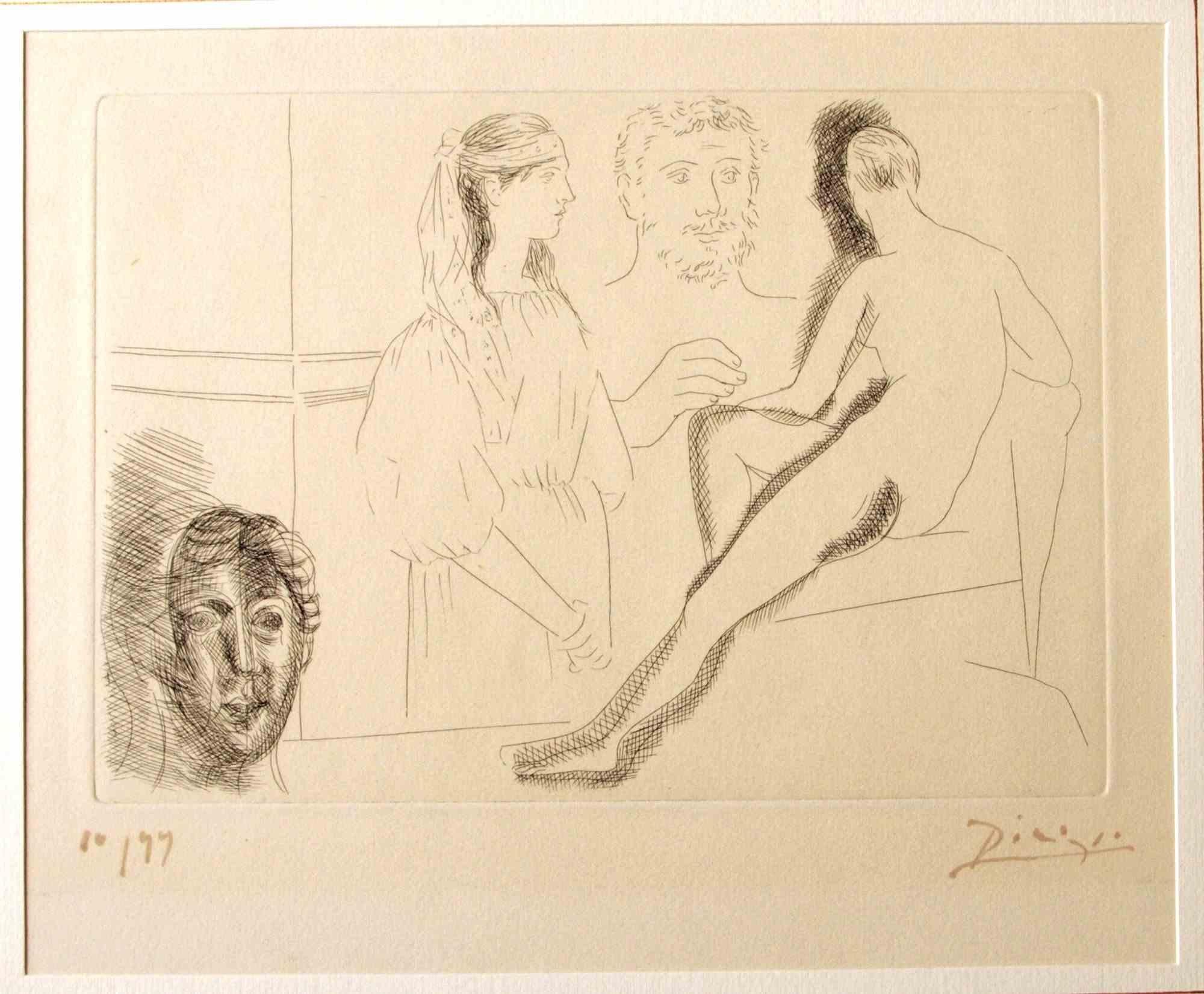Sculpteur devant sa Sculpture - Etching by Pablo Picasso - 1927
