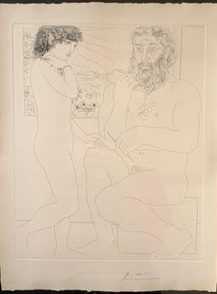 Pablo Picasso, "Sculpteur et Modele debout, " etching, hand signed 