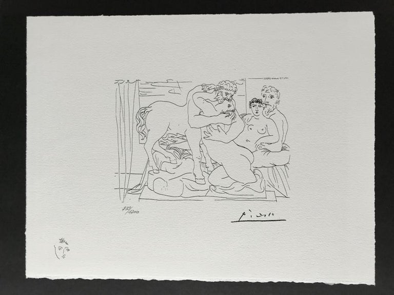 Sculpteur et son modèle avec un groupe sculpté (Suite Vollard Planche LVIII) - Print by Pablo Picasso