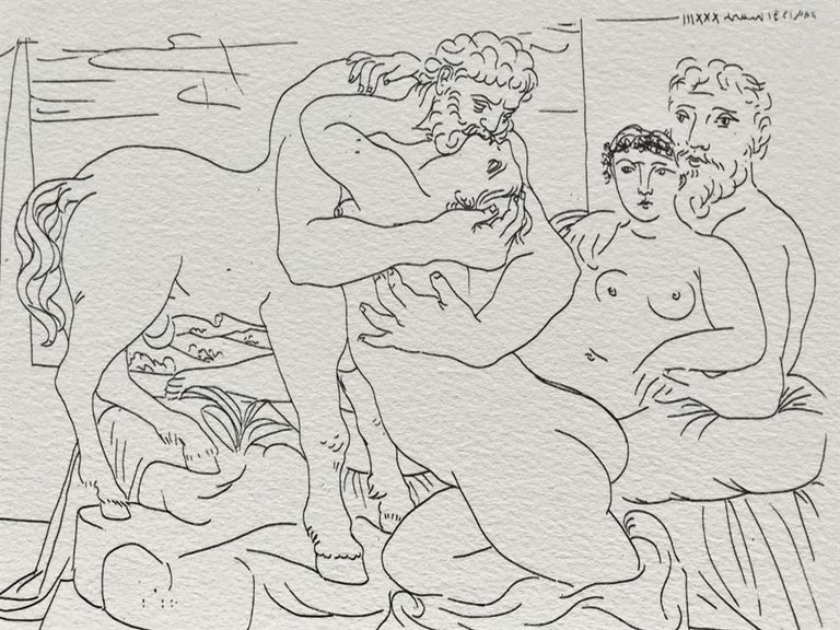 Sculpteur et son modèle avec un groupe sculpté (Suite Vollard Planche LVIII) - Contemporary Print by Pablo Picasso