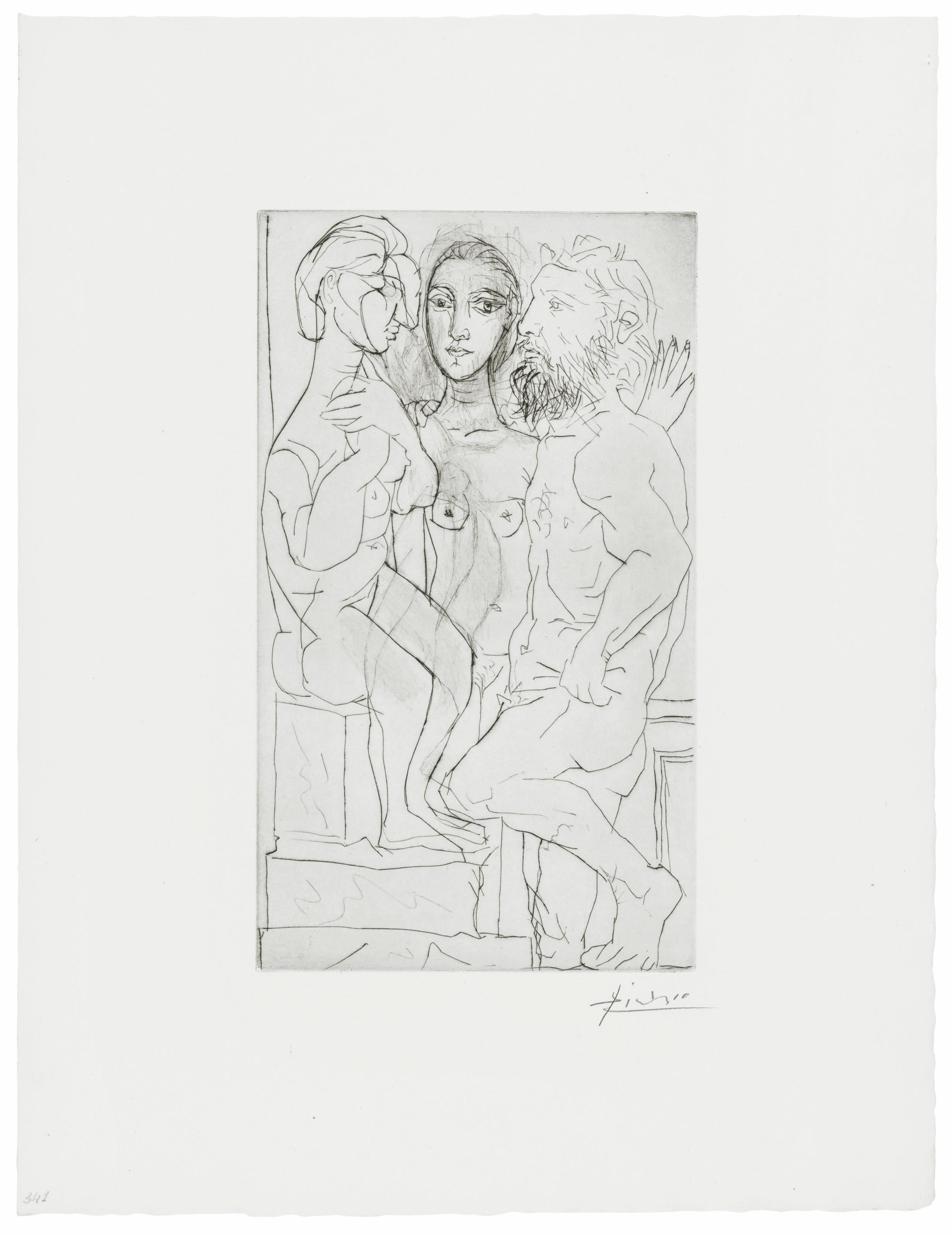 Pablo Picasso Nude Print - SCULPTEUR, MODELE, ET SCULPTURE ASSISE (BLOCH 146)