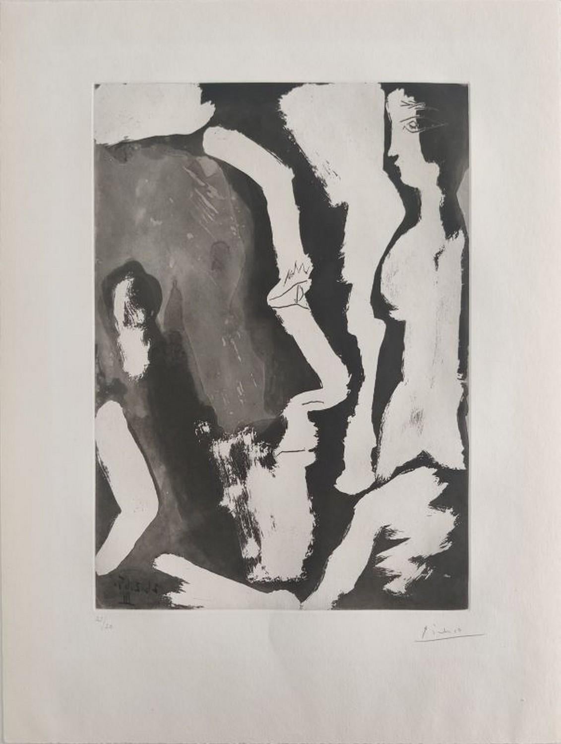 Abstract Print Pablo Picasso - Sculpteur travaillant sur un buste féminin II 