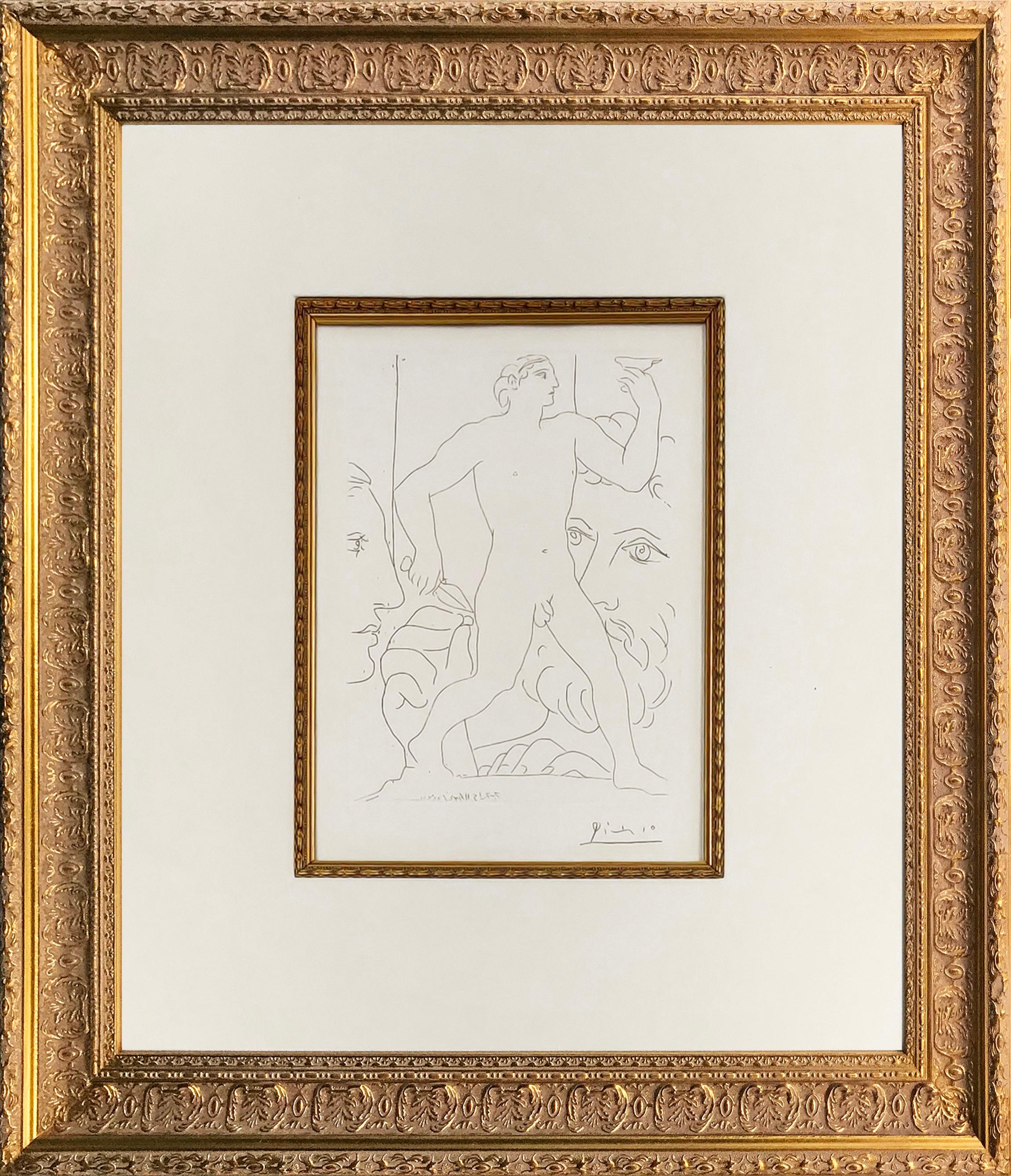 Pablo Picasso Portrait Print - SCULPTURE D'UN JEUNE HOMME A LA COUPE (BLOCH 179)