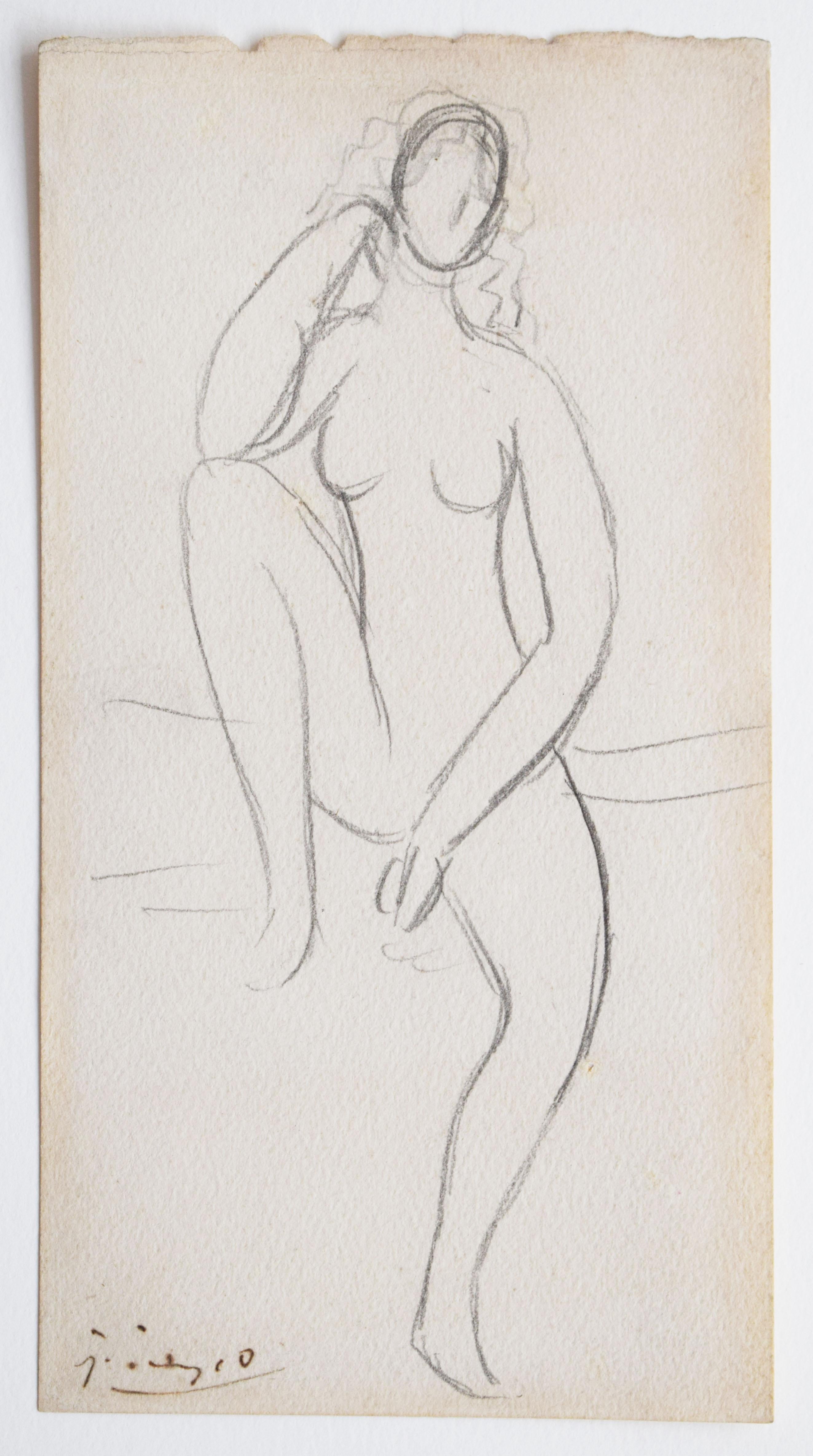 Seated Nude - Female Nude Portrait - Print by Pablo Picasso