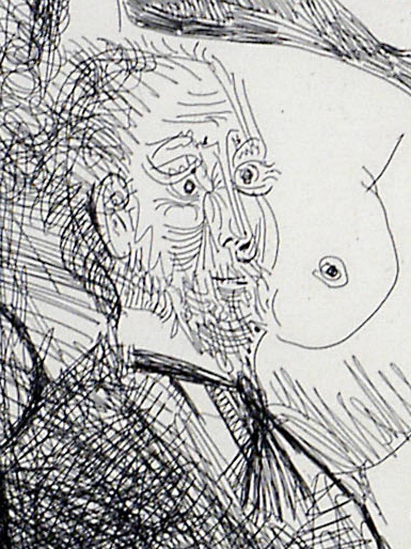 Series 156: 081 Degas en Jaquette, se dessinant lui-même, en Habit, chez les Fil - Print by Pablo Picasso