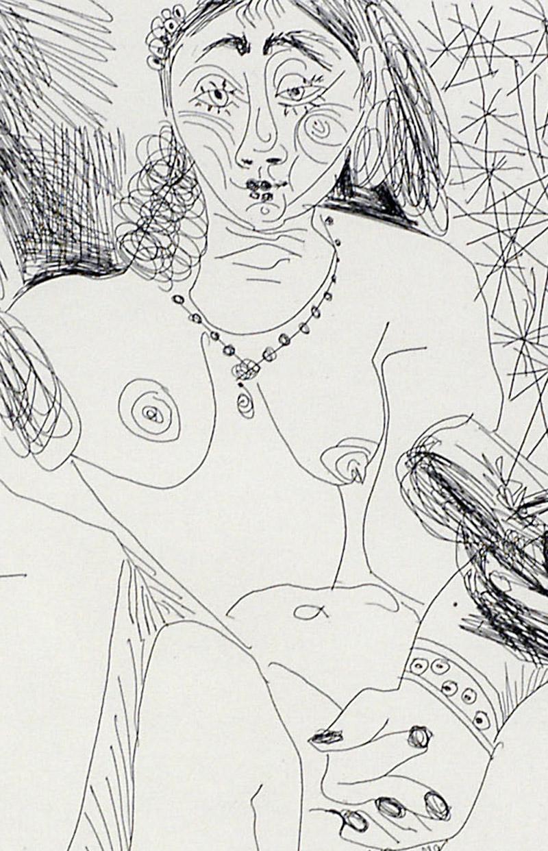 Série 156 : 081 Degas en Jaquette, se dessinant lui-mme, en Habit, chez les Fil - Gris Figurative Print par Pablo Picasso