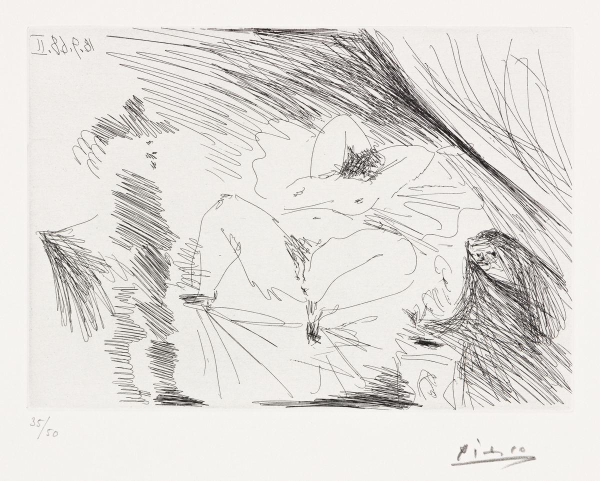 Pablo Picasso Abstract Print - Series 347:158 (Les Deux Femmes avec Voyeur)