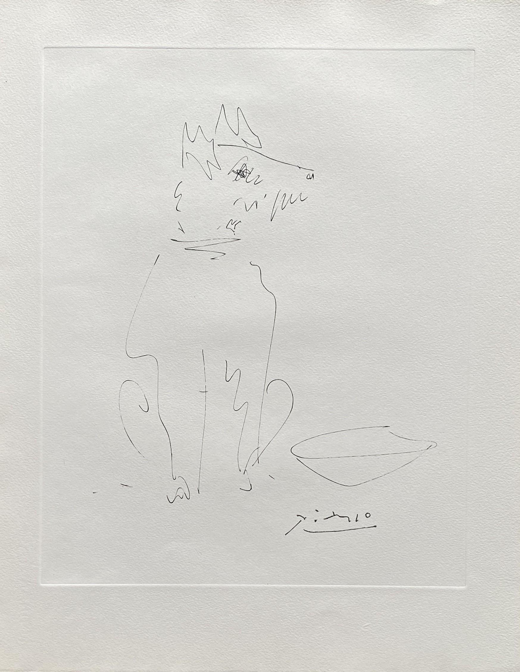Pablo Picasso Animal Print - Sitting Dog - Etching Signed in the Plate