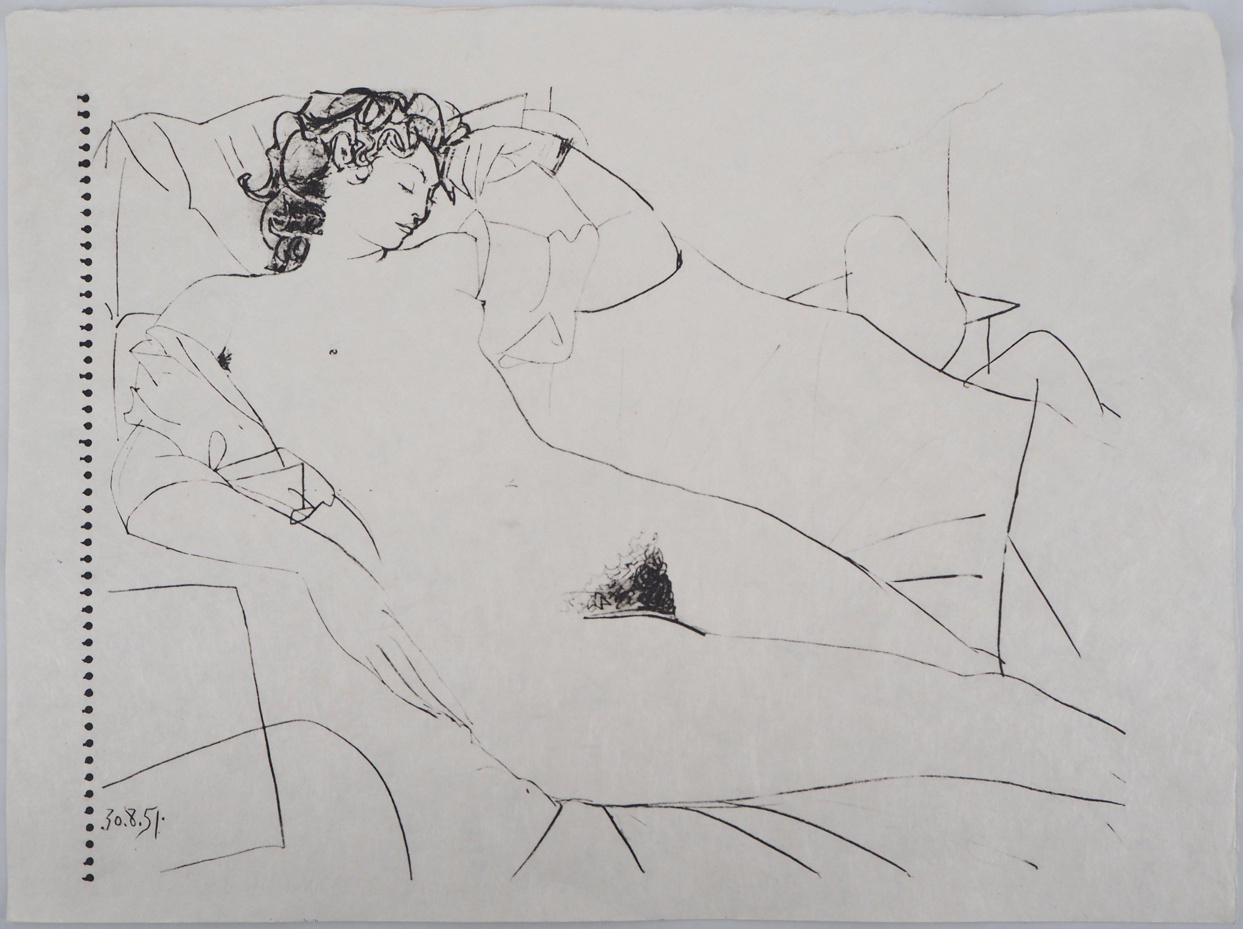 Nude Print Pablo Picasso - Femme endormie - Lithographie