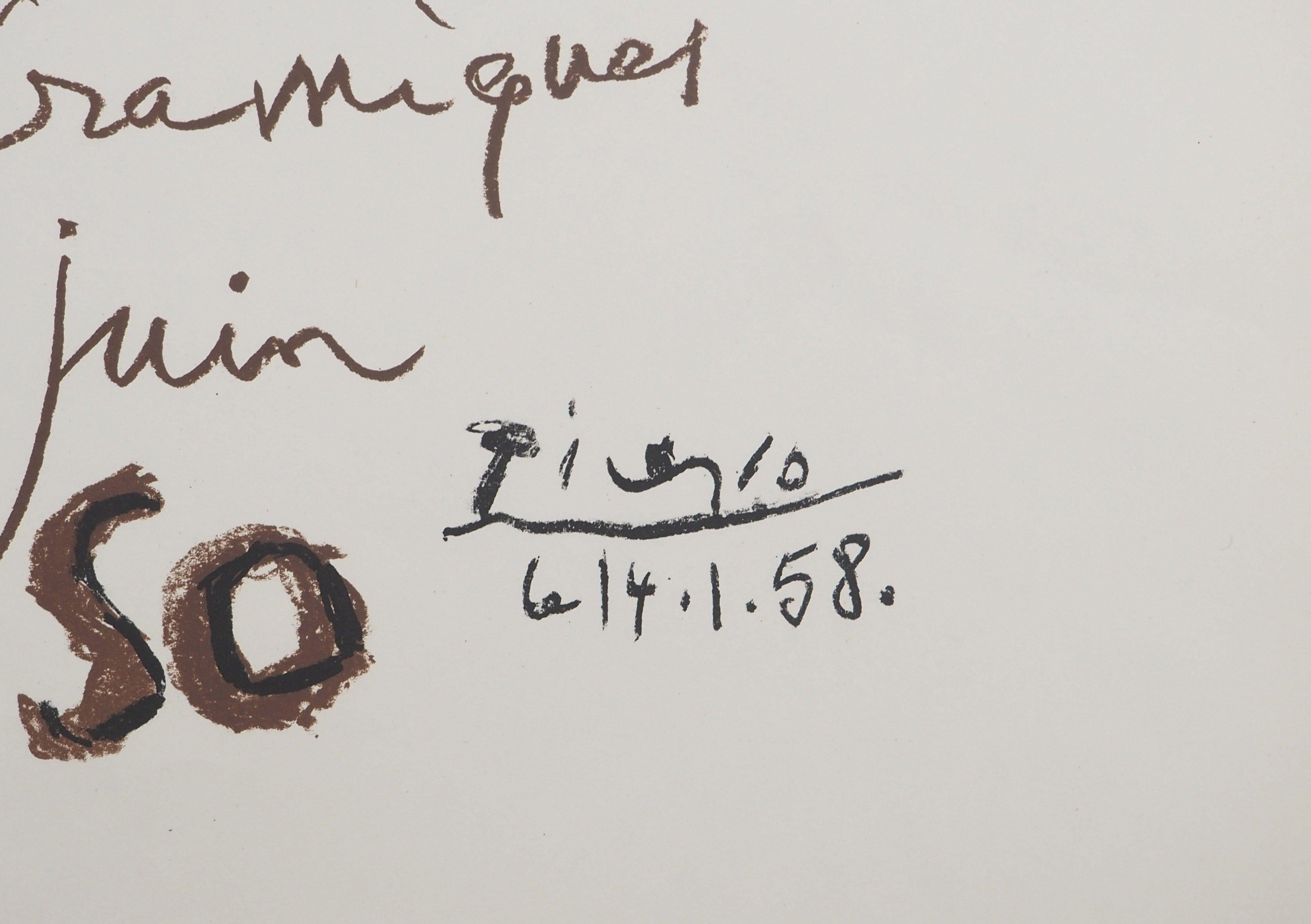 Smilling Face, Madoura Ceramics - Original lithograph (Cwiklitzer #31) - Print by Pablo Picasso