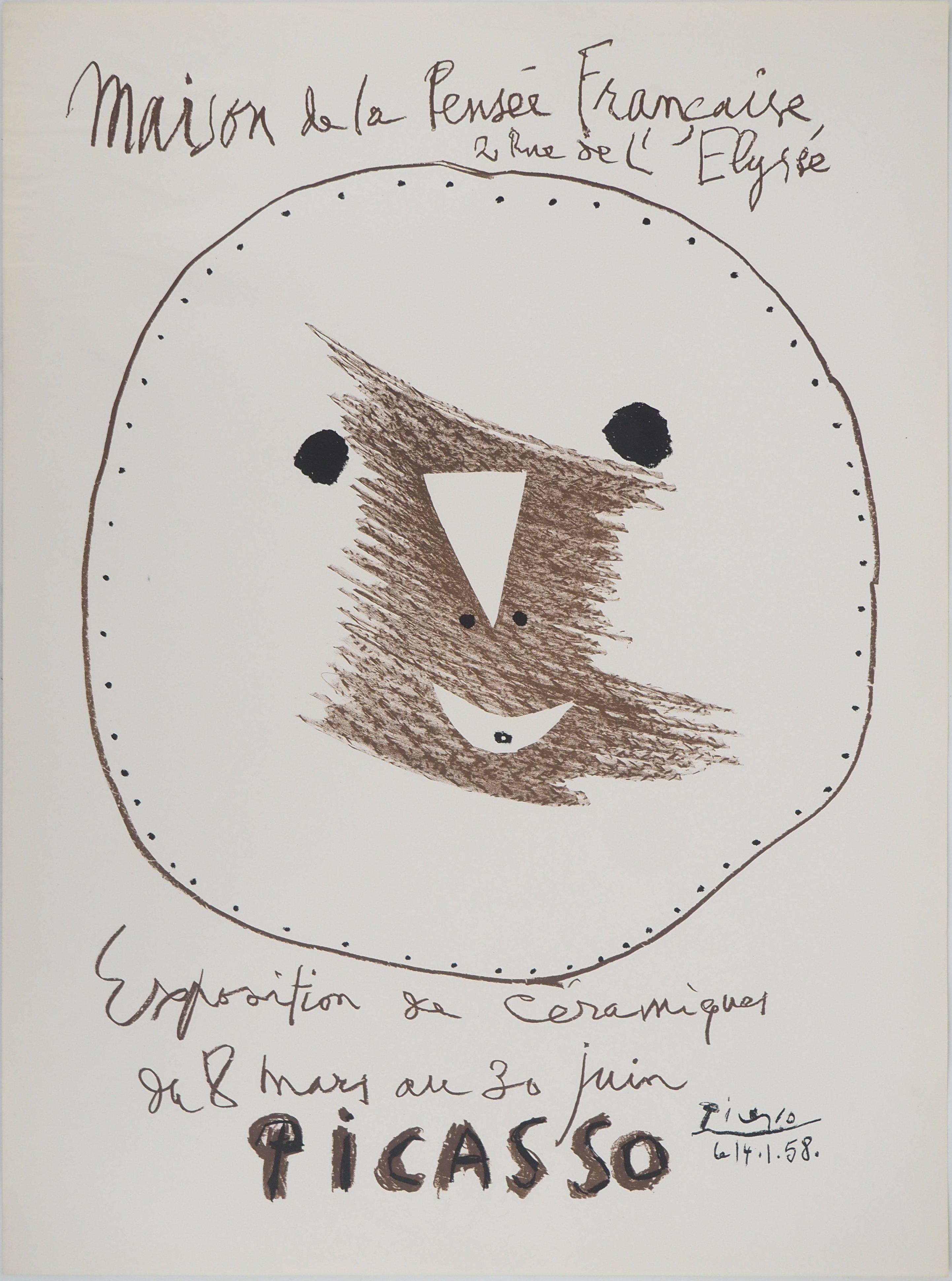 Pablo PICASSO (1881-1973)
Ceramics : Madoura Smilling Face, 1958

Original lithograph (Mourlot workshop)
Signed on the plate
On paper, 64.5 x 47.5 cm (c.  26 x 19 in)

REFERENCE: Catalog Raisonne Cwiklitzer #31

INFORMATION: Work created for the