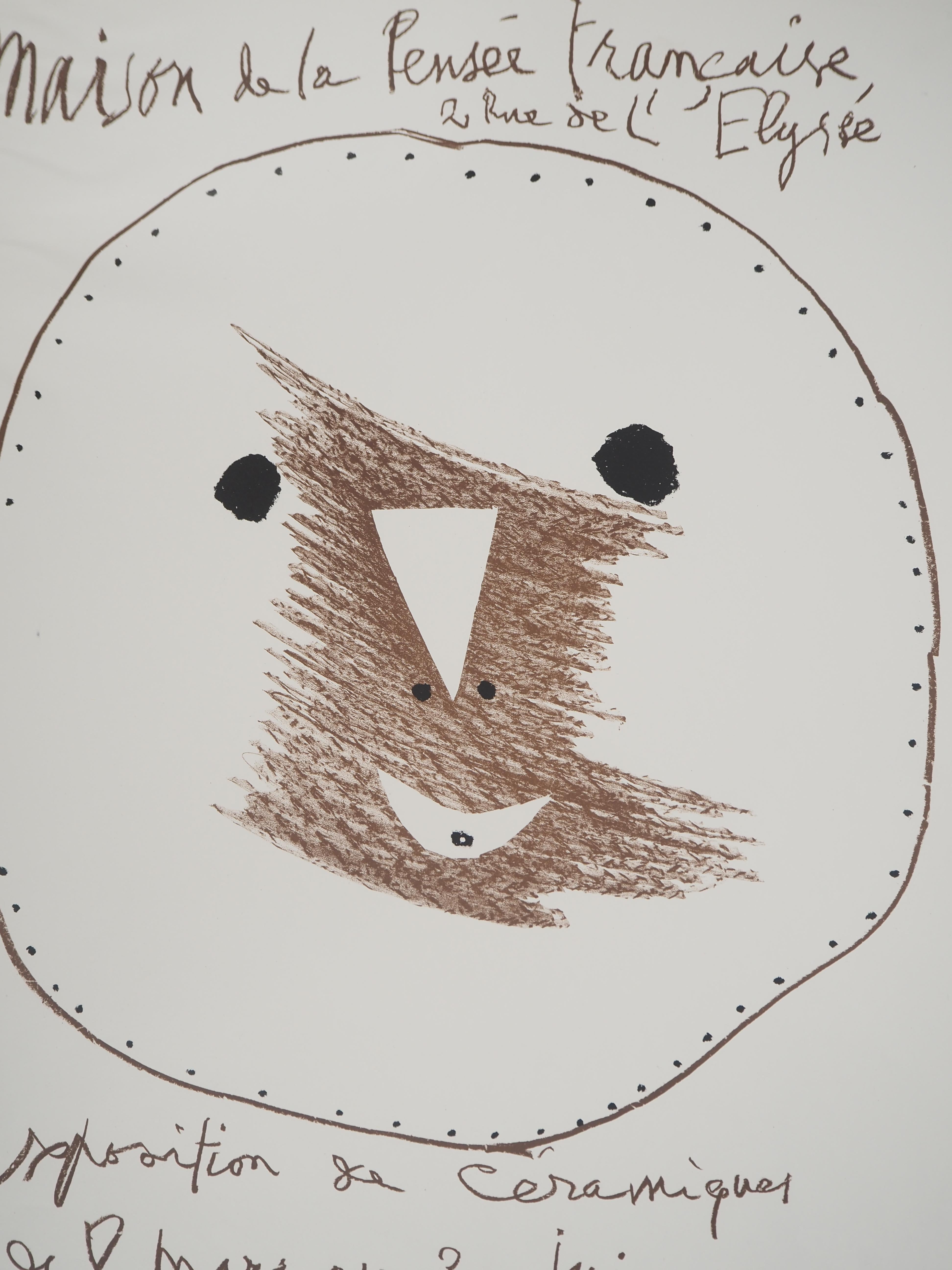 Smilling Face, Madoura Ceramics - Original lithograph (Cwiklitzer #31) For Sale 1