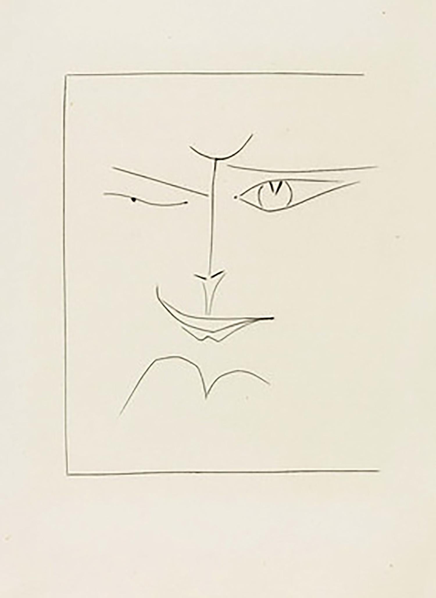 Pablo Picasso Portrait Print -  Square Face Smirking (Plate XXX)