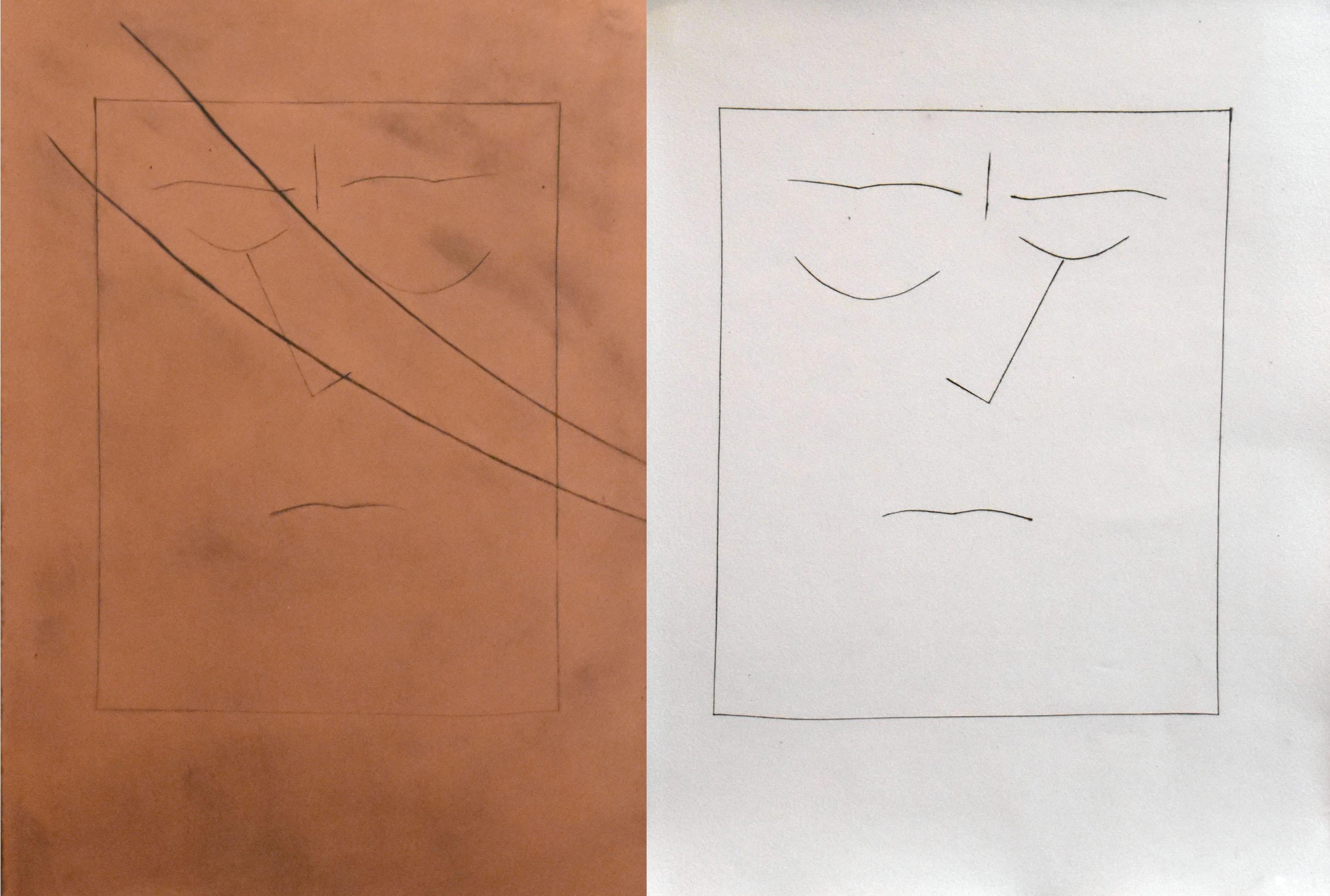 Pablo Picasso Figurative Sculpture - Square Head of a Man with Closed Eyes (Plate VIII)