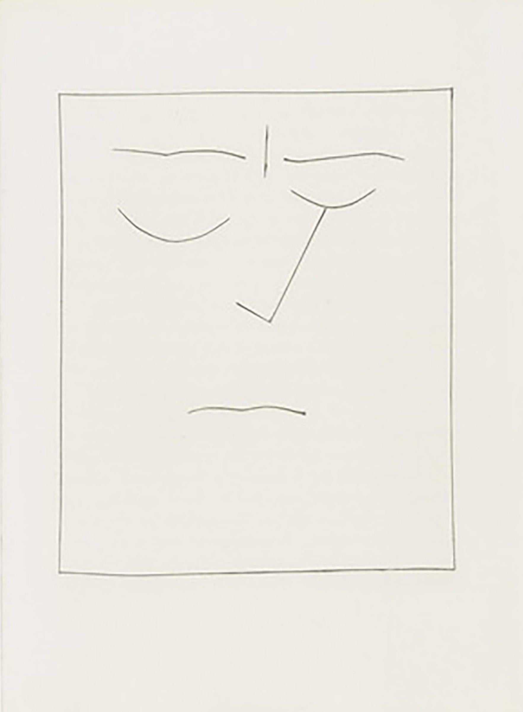 Pablo Picasso Print - Square Head of a Man with Closed Eyes (Plate VIII), from Carmen