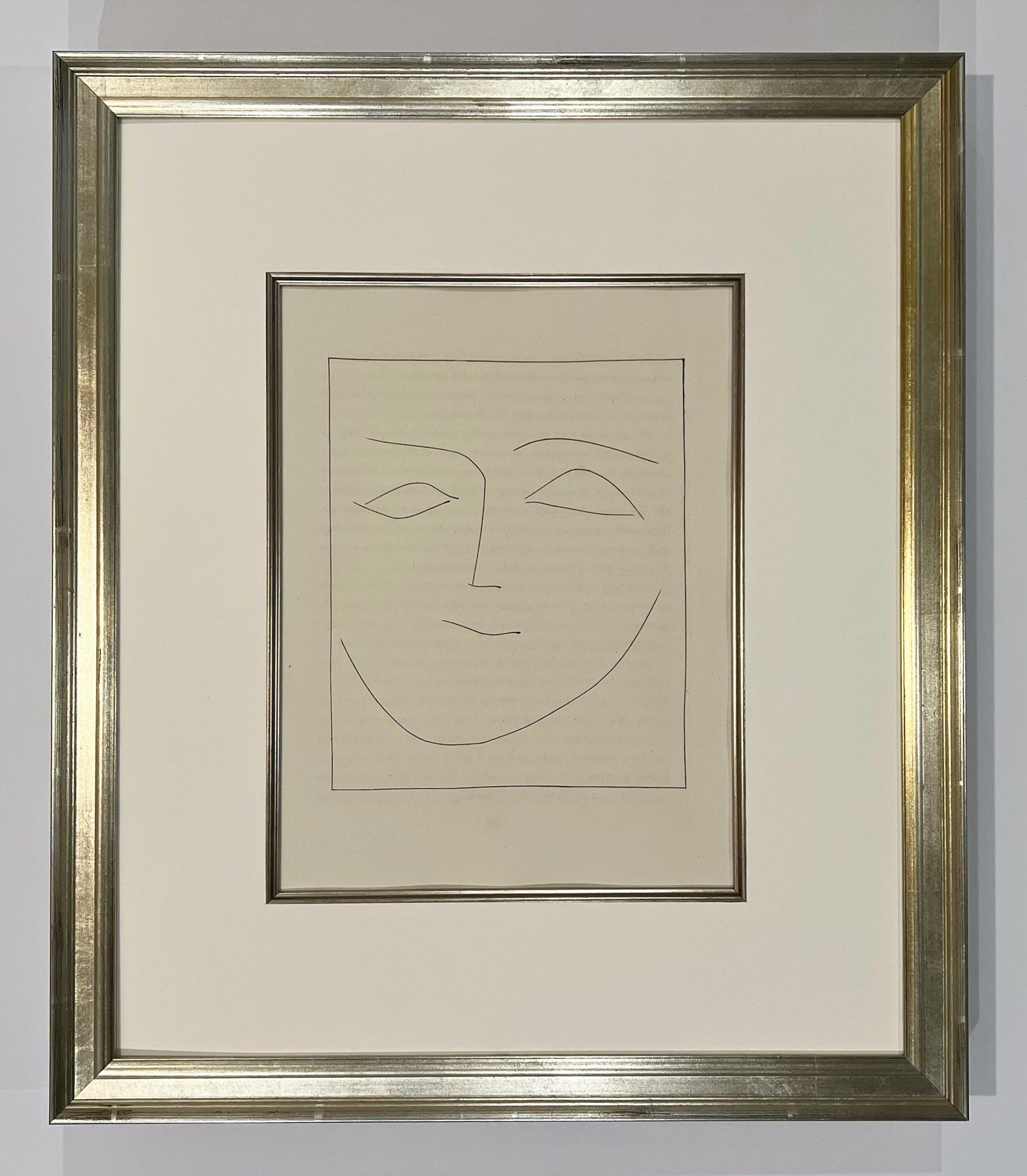 Quadratischer Kopf einer Frau mit halber Smiling (Teller XII), von Carmen – Print von Pablo Picasso