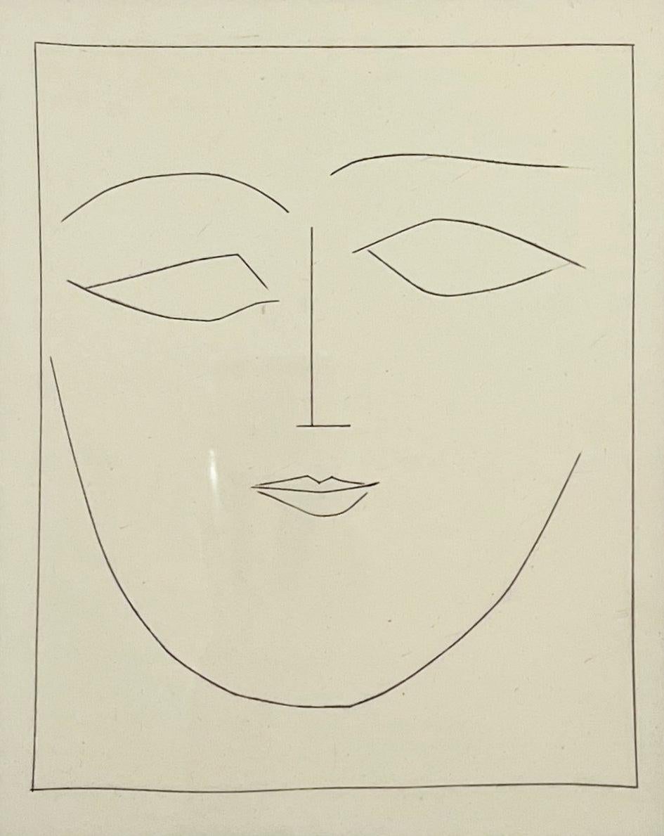 Portrait Print de Pablo Picasso - Cabeza cuadrada de mujer con los labios llenos, de Carmen