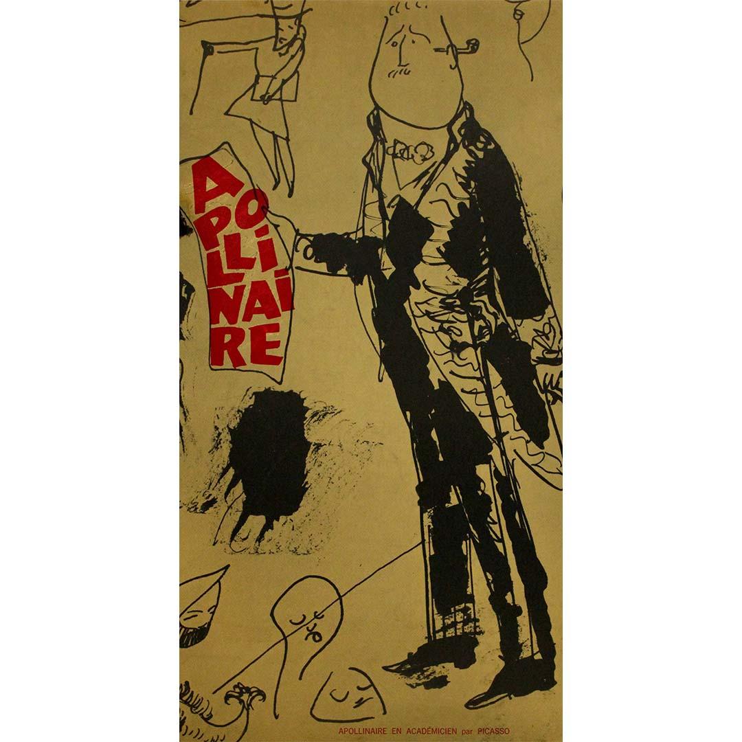 Striking original 1969 poster was by Pablo Picasso Apollinaire en académicien For Sale 2