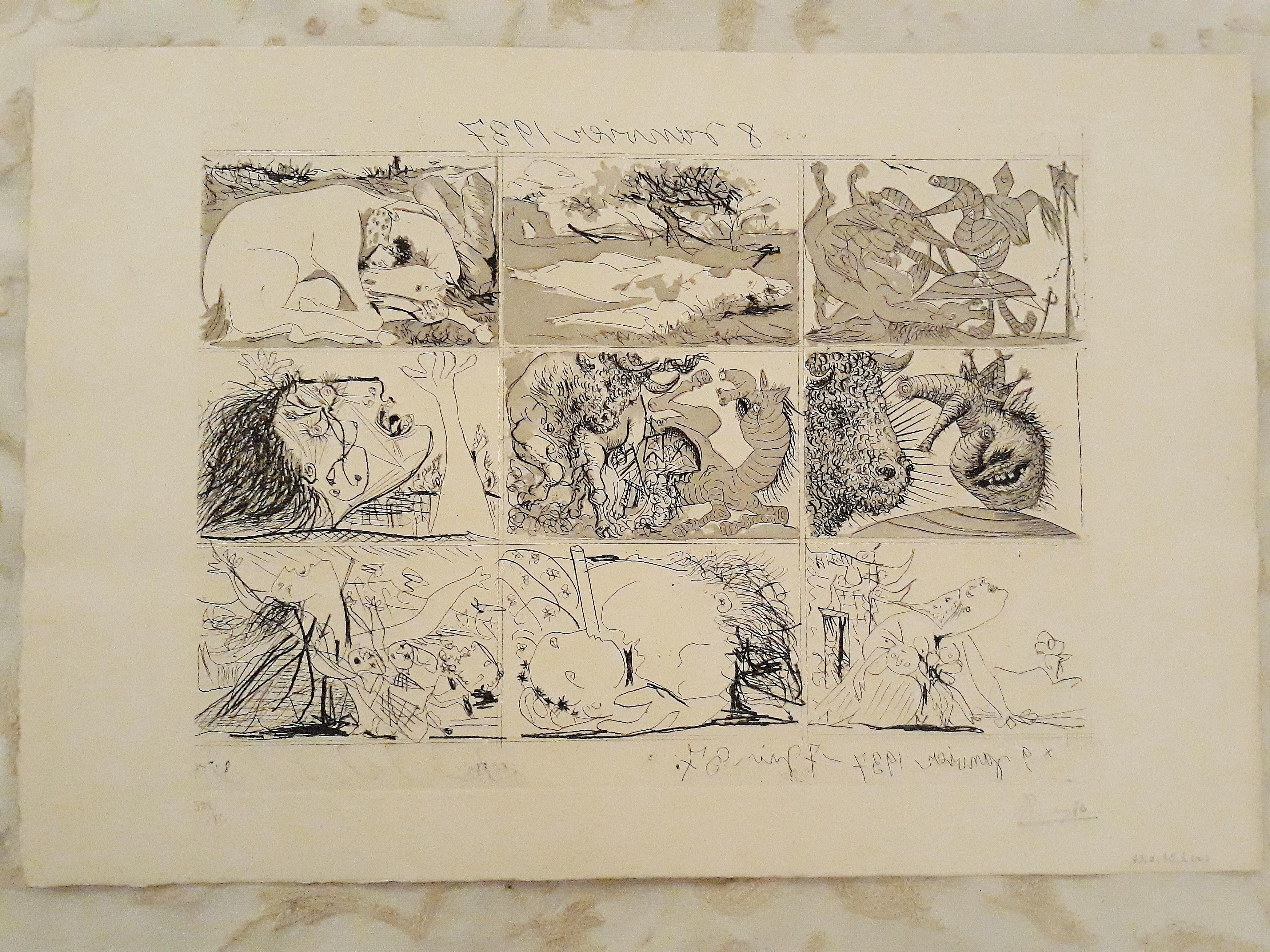 Sueño y Mentira de Franco - Original Etchings and Aquatints by P. Picasso - 1937 - Cubist Print by Pablo Picasso
