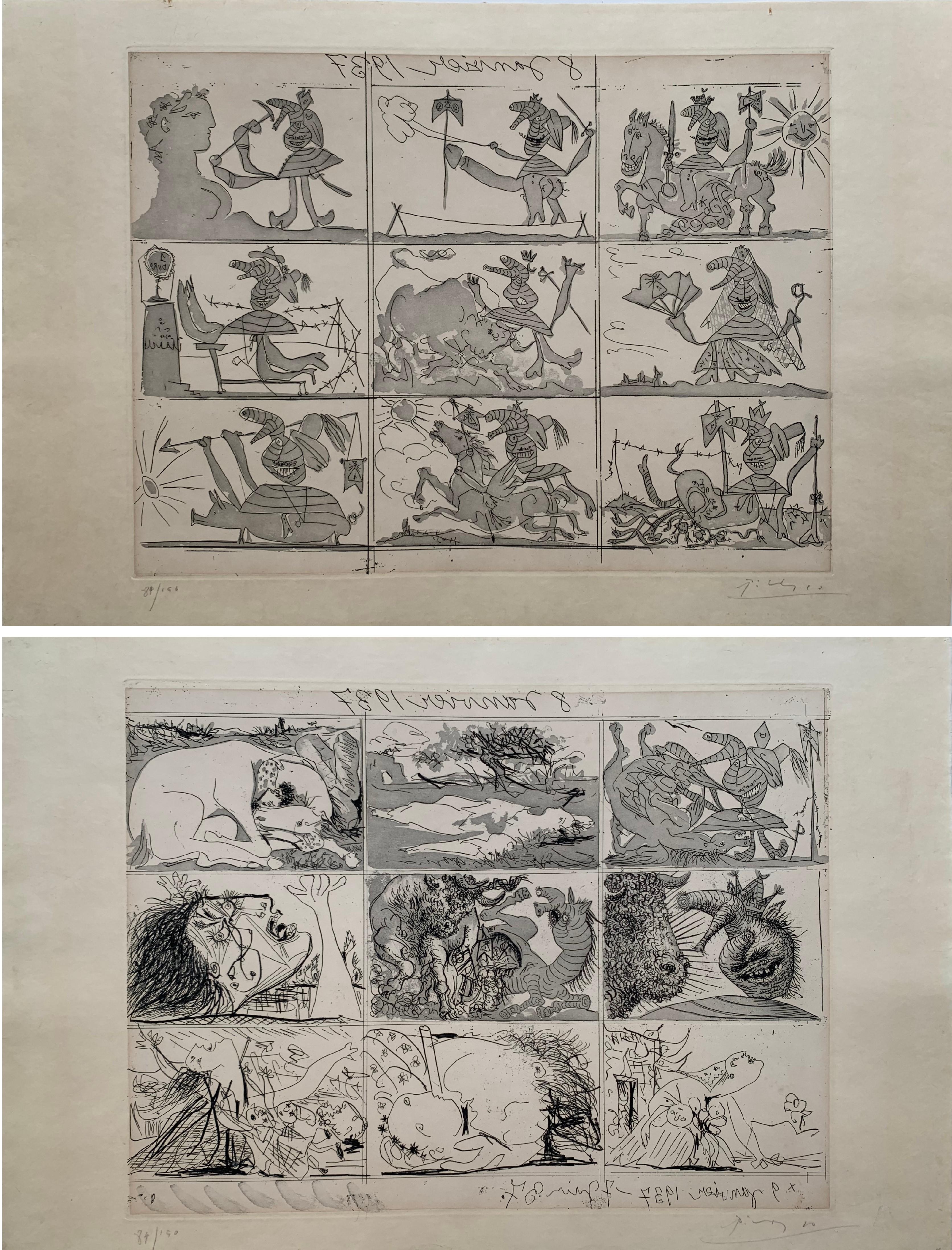 Pablo Picasso Print - Sueño y Mentira de Franco (Planche I and II)