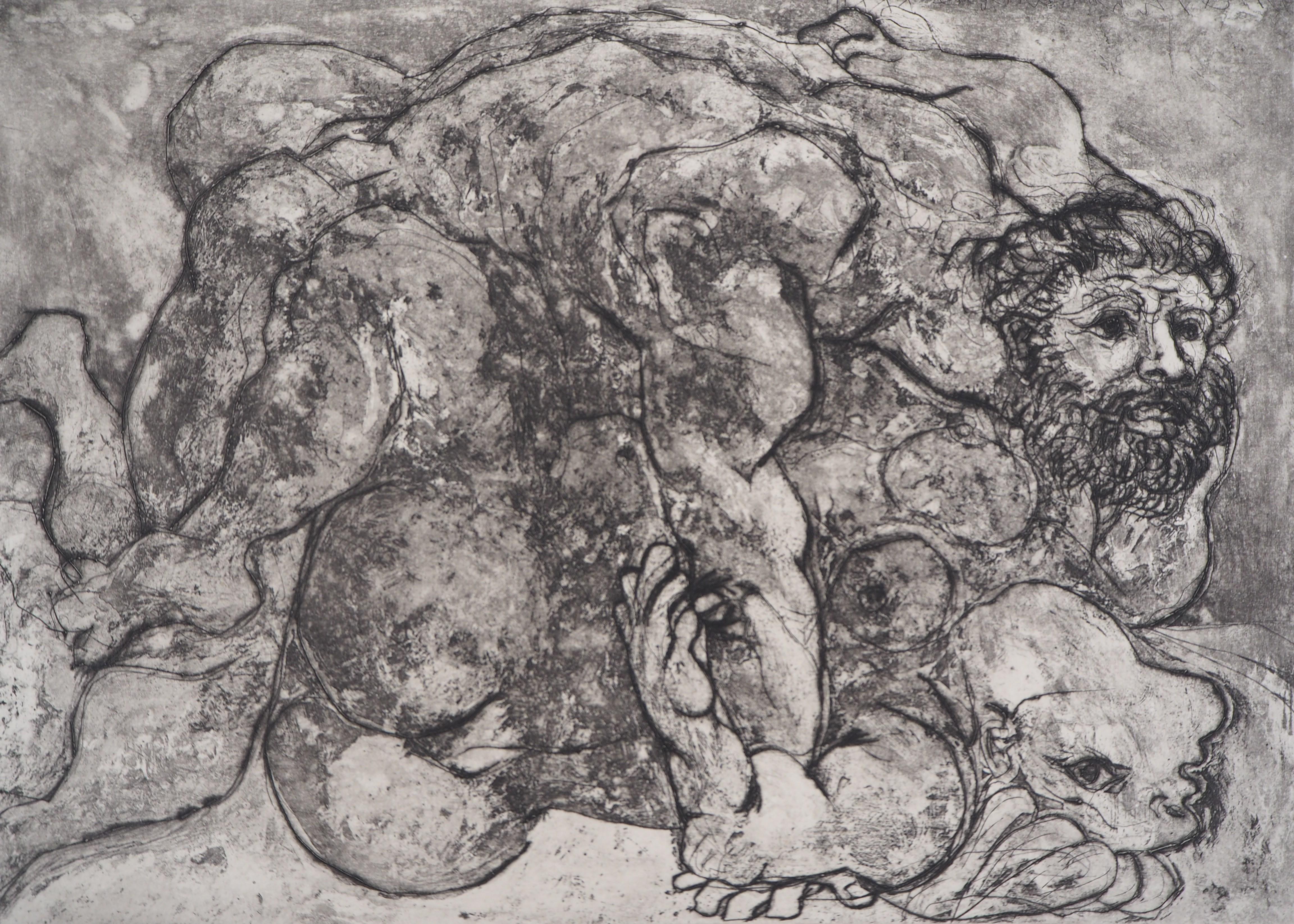 Suite Vollard (plate 32) The Lovers - Original etching and Aquatint, Handsigned - Gray Figurative Print by Pablo Picasso