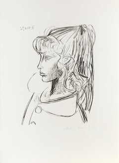 Sylvette de Profil Gauche (Sylvette David), kubistische Lithographie von Pablo Picasso
