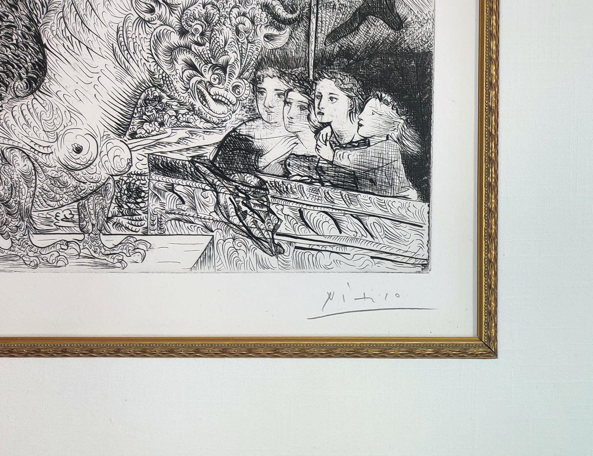 TAUREAU AILE CONTEMPLE PAR QUATRE ENFANTS (BLOCH 229) – Print von Pablo Picasso